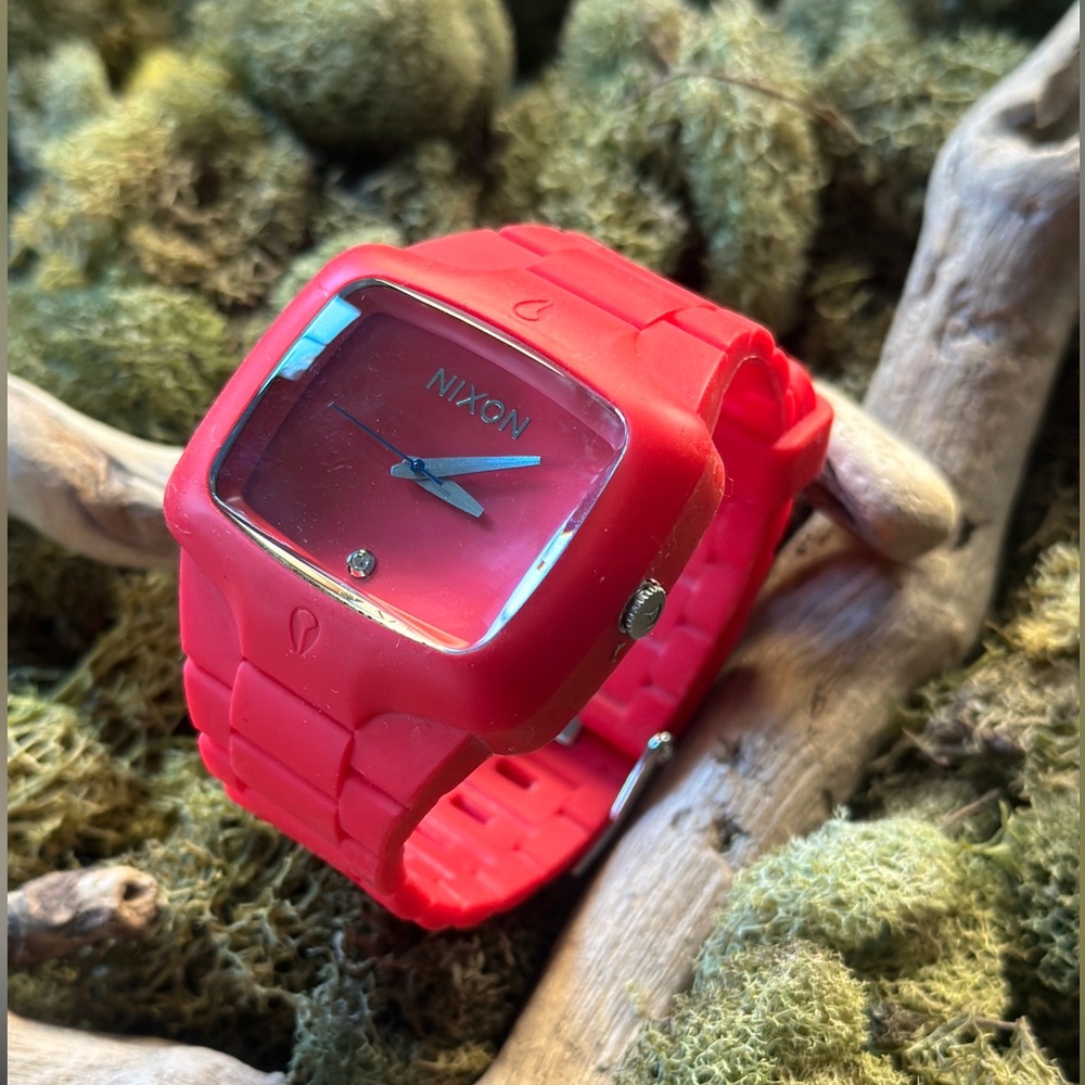 Mens Nixon watch: The Rubber Player in red